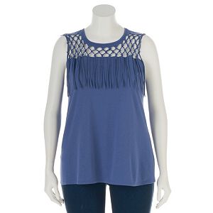 Plus Size Rock & Republic® Crochet Fringe Sleeveless Top