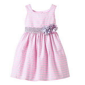 Girls 4-6x Marmellata Classics Pink & Gray Striped Seersucker Dress