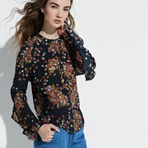 k/lab Floral Ruffle Open Back Top
