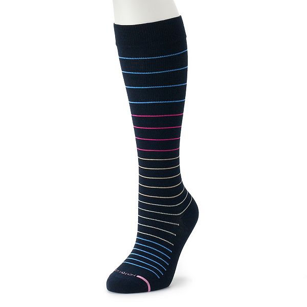 Women's Dr. Motion Striped Knee-High Compression Socks