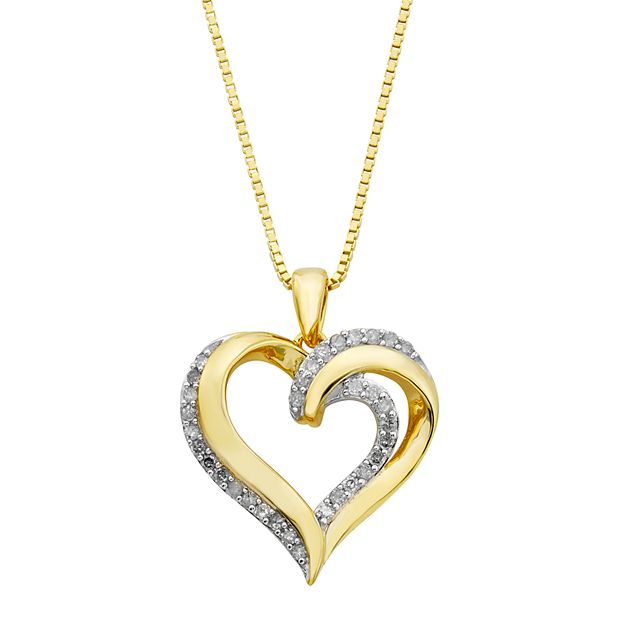 18K Gold Over Sterling Silver 1/4 Carat T.W. Diamond Heart Pendant
