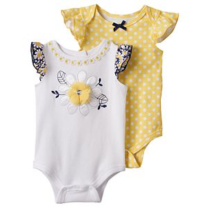 Baby Girl Nannette 2-pk. Daisy & Polka-Dot Bodysuits