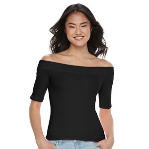 Juniors' SO® Ribbed Off The Shoulder Top