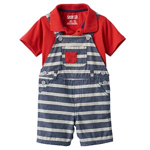 Baby Boy Boyzwear Solid Polo & Striped Shortalls Set