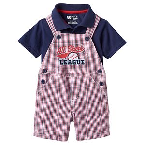 Baby Boy Boyzwear Solid Polo & Plaid Shortalls Set