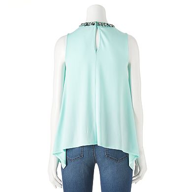 Women's Jennifer Lopez Embellished Keyhole Swing Tank