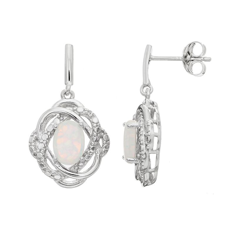 RADIANT GEM Sterling Silver Lab-Created Opal Oval Knot Drop Earrings, Women