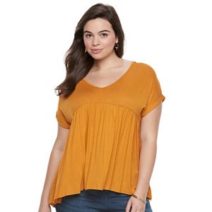 Juniors' Plus Size Mudd® Empire Swing Tee