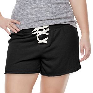 Juniors' Plus Size SO® Lace-Up Lounge Shorts