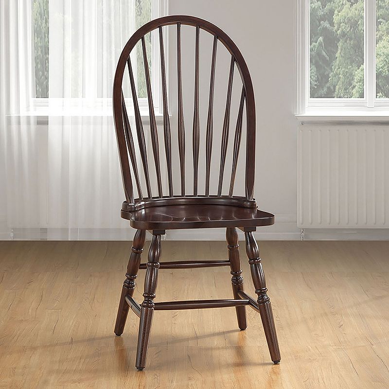 Windsor Round Slat Back Dining Chair, Brown
