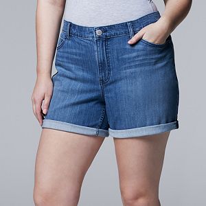 Plus Size Simply Vera Vera Wang Cuffed Jean Shorts
