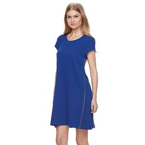 Women's Nina Leonard Zipper-Detail Trapeze Dress