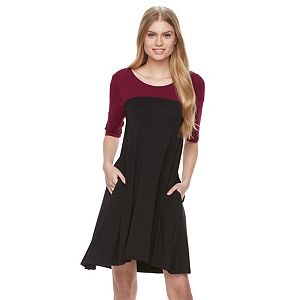 Women's Nina Leonard Colorblock Trapeze Dress