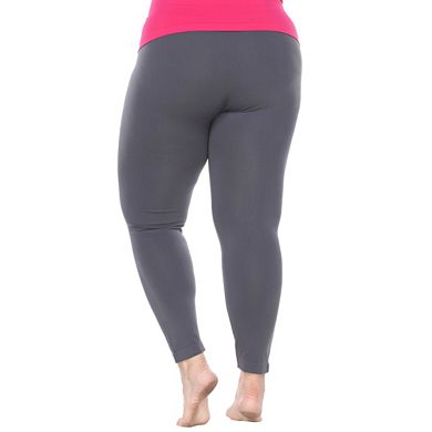 Plus Size White Mark Solid Leggings