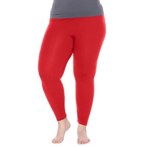 Plus Size White Mark Solid Leggings