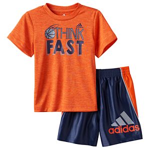 Baby Boy adidas Graphic Tee & Striped Shorts Set