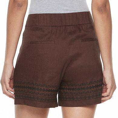 Women's Apt. 9® Embroidered Linen Blend Shorts