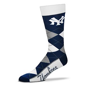 Adult For Bare Feet New York Yankees Argyle Line Up Crew Socks
