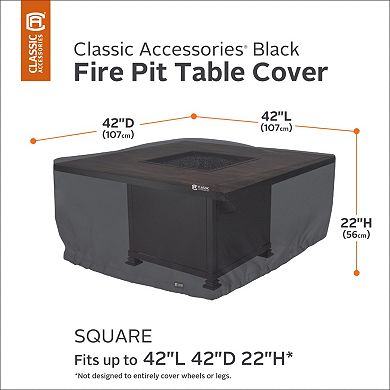 Black 42-in. Square Fire Pit Table Cover