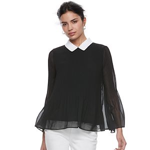 Women's ELLE™ Pleated Mock-Layer Top