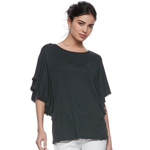 Women's ELLE™ Flutter Sleeve Flounce Top