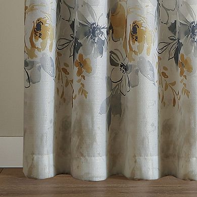 Watercolor 1-Panel Floral Window Curtain