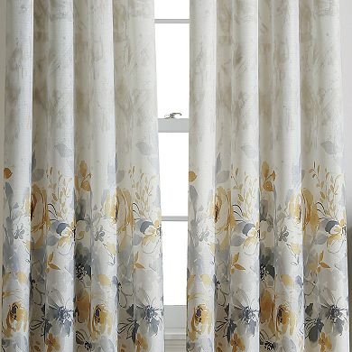 Watercolor 1-Panel Floral Window Curtain