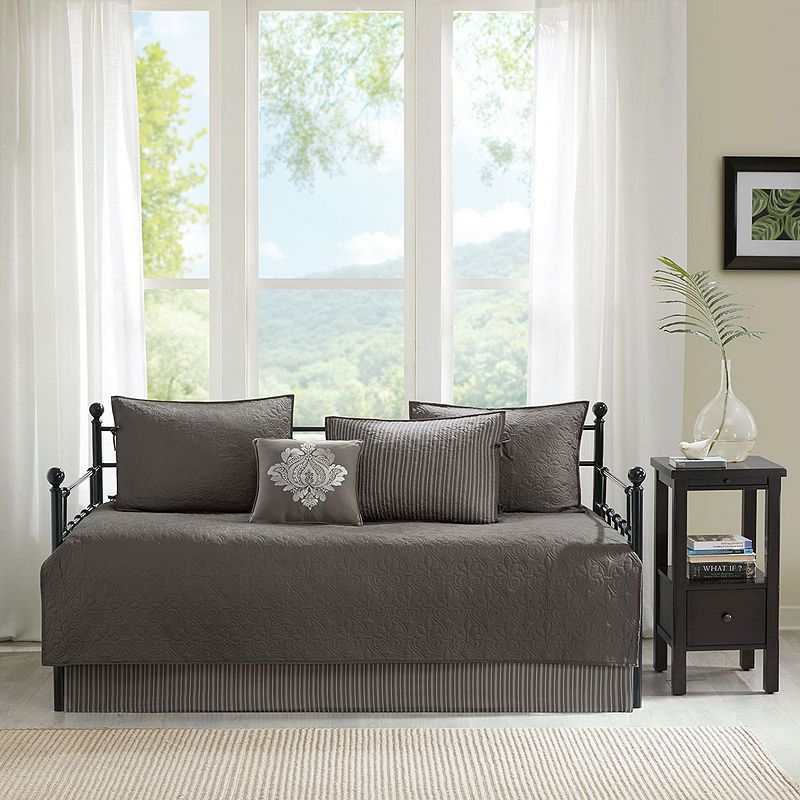 Madison Park 6-piece Mansfield Daybed Set with Throw Pillow, Grey, DAYBED R