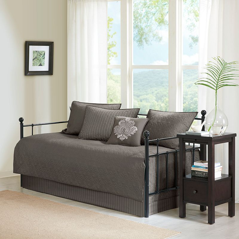 Madison Park 6-piece Mansfield Daybed Set with Throw Pillow, Grey, DAYBED R