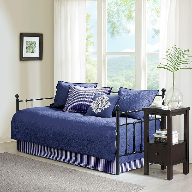 Madison Park 6-piece Mansfield Daybed Set with Throw Pillow, Blue, DAYBED R