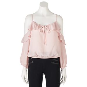 Juniors' Liberty Love Cold-Shoulder Ruffle Top