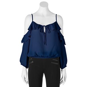 Juniors' Liberty Love Cold-Shoulder Ruffle Top