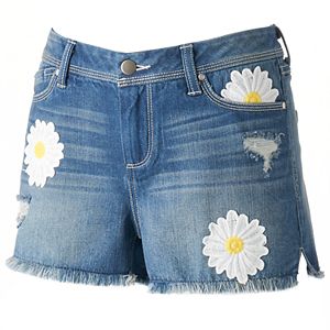 Women's LC Lauren Conrad Embroidered Daisy Jean Shorts