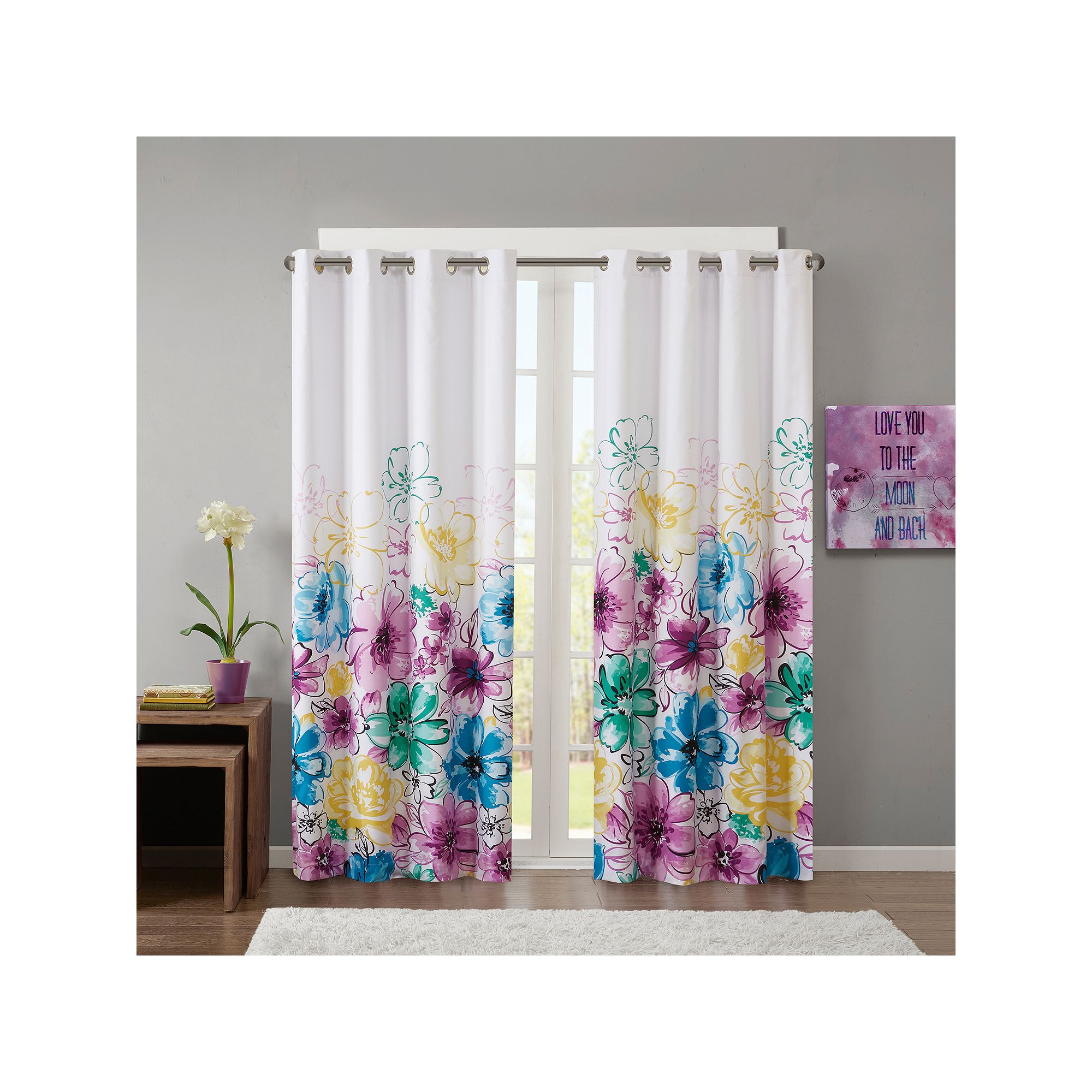 Intelligent Design 100% Blackout 1-Panel Ashley Window Curtain, Blue