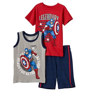 Boys 4-7 Marvel Captain America Tee, Tank Top & Shorts Set