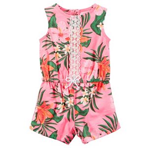 Baby Girl Carter's Floral Leaf Crochet Romper
