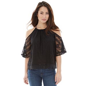 Juniors' IZ Byer California Lace Cold Shoulder Top