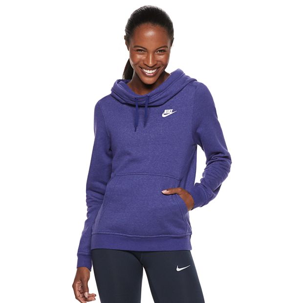 Nike Women's Sportswear Club Fleece Funnel-Neck Hoodie Solid Plum