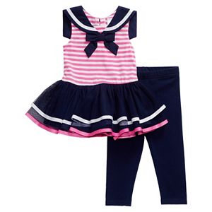 Baby Girl Youngland Striped Sailor TuTu Dress & Leggings Set