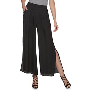 Petite Jennifer Lopez Vented Wide-Leg Soft Pants