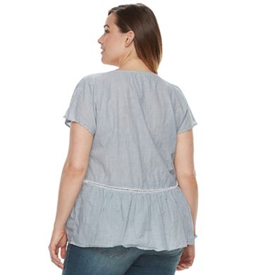 Plus Size Sonoma Goods For Life® Embroidered Peplum Top