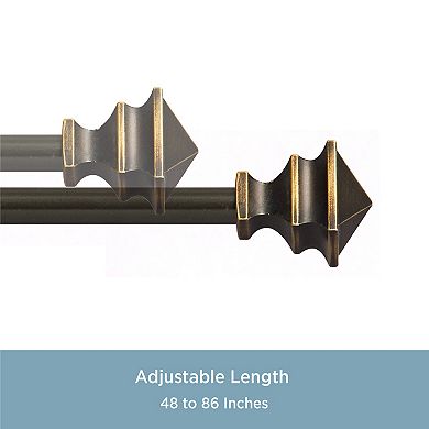Kenney 1/2” Diameter Arts & Crafts Petite Café Decorative Adjustable Curtain Rod Set
