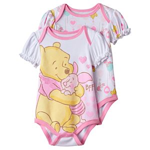 Disney's Winnie the Pooh Baby Girl 2-pk. Graphic & Print Bodysuits