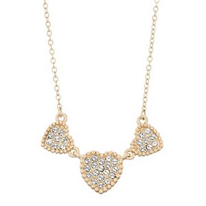 Brilliance Triple Heart Necklace with Swarovski Crystals