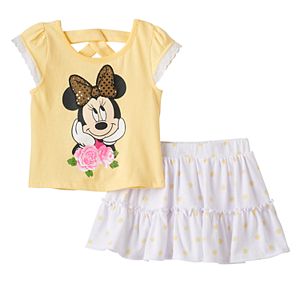 Disney's Minnie Mouse Baby Girl Sequined Graphic Tee & Polka-Dot Scooter Set