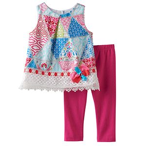 Baby Girl Rare Editions Geometric Tunic & Solid Leggings Set