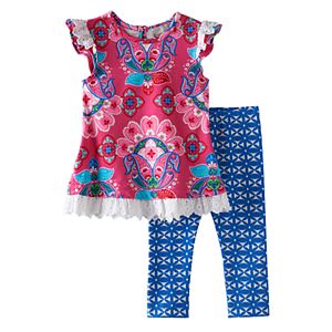 Baby Girl Rare Editions Paisley Eyelet Tunic & Kaleidoscope Leggings Set