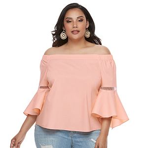 Plus Size Jennifer Lopez Solid Off-the-Shoulder Top