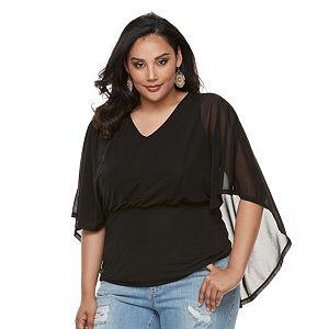 Plus Size Jennifer Lopez Mesh Cape Top