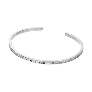 Silver Expressions by LArocks Crystal I Love You to the Moon & Back Cuff Bracelet